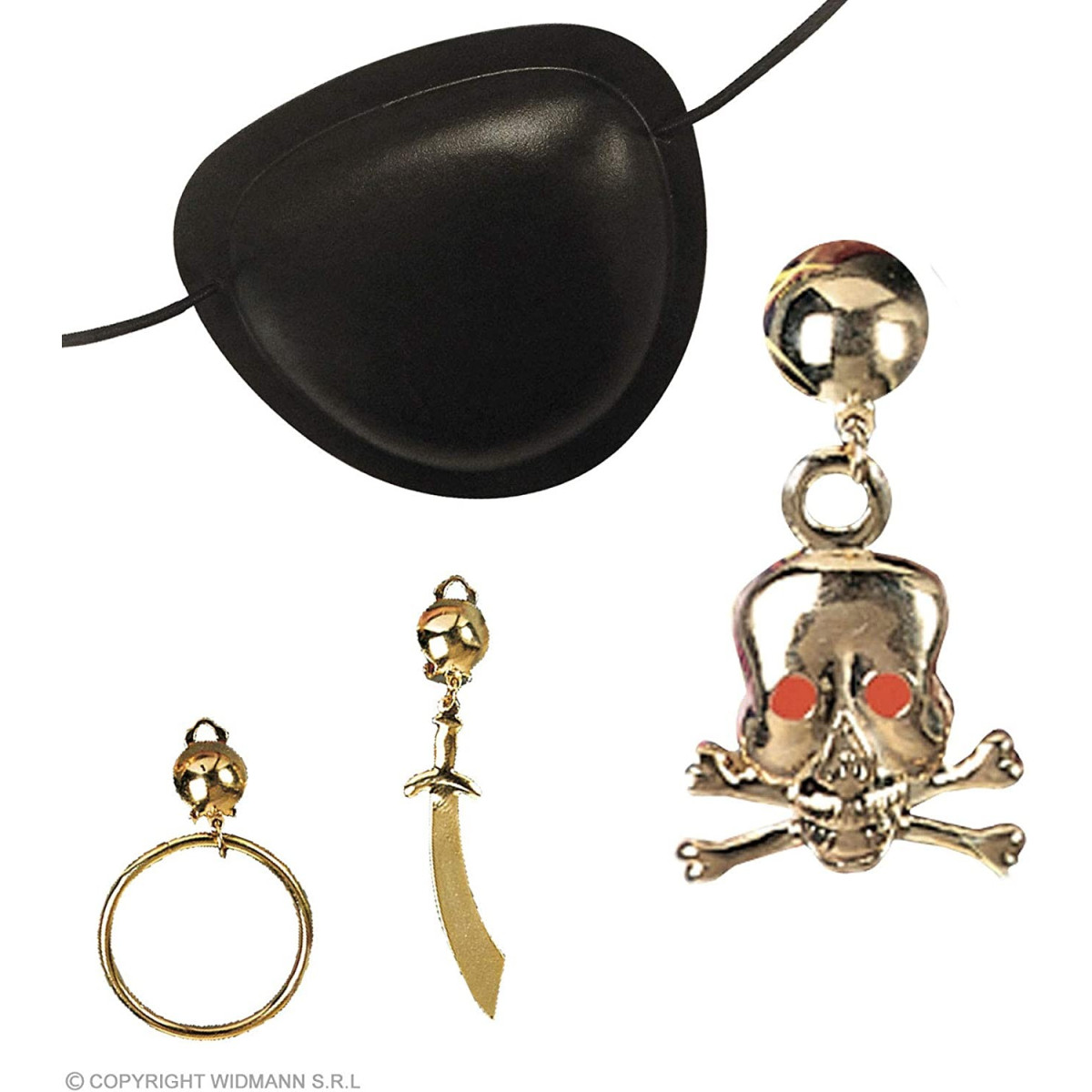Sabre 32 cm Boucle d'Oreille Cache Oeil Set Kit du Petit Pirate Medaillon 