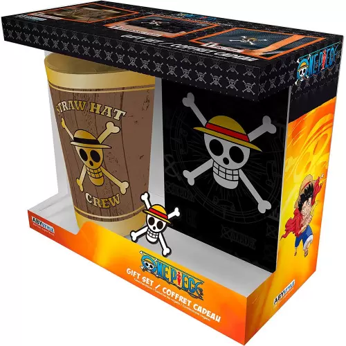 ONE PIECE - Pck XXL glass + Pin + Pocket Notebook Skull ABYSTYLE TAZZE