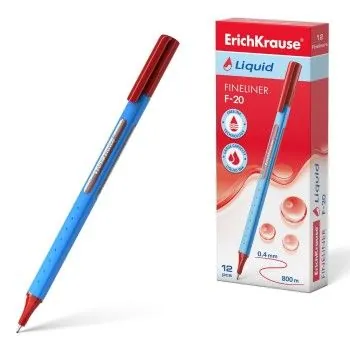 Fineliner ErichKrauseÂ® Liquid F-20, ink color: red (box 12 pcs.) b...