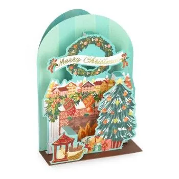 BIGLIETTO POP-UP - POP-UP GREETING CARD - XMAS FIREPLACE-Portachiavi- TD Toys