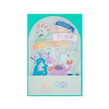 BIGLIETTO POP-UP - POP-UP GREETING CARD - MONSTER-Portachiavi- TD Toys